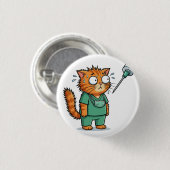 Funny Doctor Cat With Syringe Button (Voorkant /achterkant)
