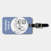 Funny Doctor controleert Feet met Stethoscoop Bagagelabel (Voorkant horizontaal)