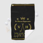 Funny Doctor Doctor Eigen naam Monogram Gold Golfhanddoek (Insitu)