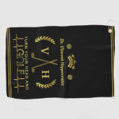 Funny Doctor Doctor Eigen naam Monogram Gold Golfhanddoek (Horizontaal)