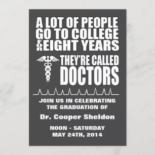 Funny Doctor Graduation Party Invitation Kaart