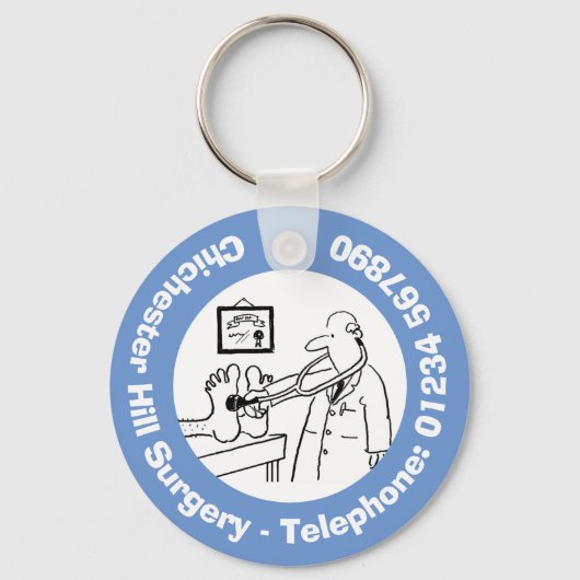 Funny Doctor met Stethoscoop controlebord. Sleutelhanger (Voorkant)