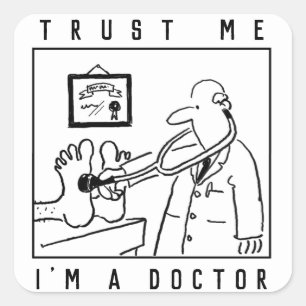 Funny Doctor met Stethoscoop controlefunctie Vierkante Sticker
