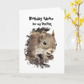Funny DOCTOR Old Age Birthday Squirrel Advocate Kaart (Gele Bloem)