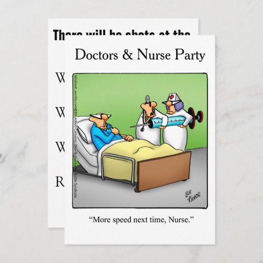 Funny Doctors & Verpleegkundigen Party Uitnodiging (Voorkant / Achterkant)