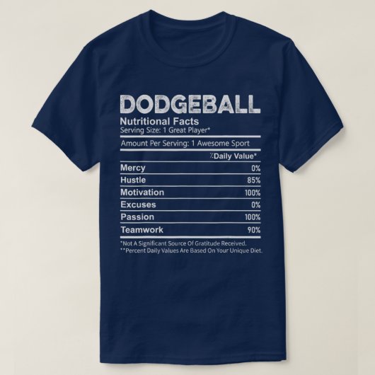 Funny Dodgeball Nutrition Facts Player Mannen T-shirt (Design voorkant)