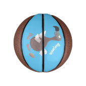 Funny dodo bird cartoon illustratie basketbal (Verticaal)