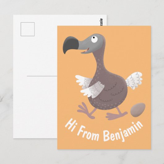 Funny dodo bird cartoon illustratie briefkaart (Voorkant / Achterkant)