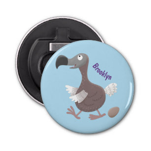Funny dodo bird cartoon illustratie button flesopener