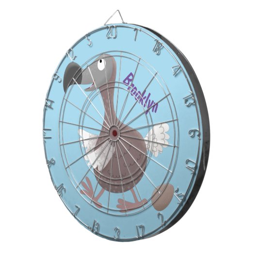 Funny dodo bird cartoon illustratie dartbord (Voorkant Rechts)