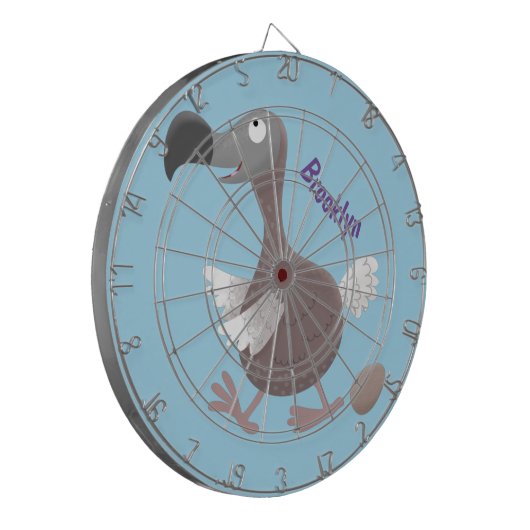Funny dodo bird cartoon illustratie dartbord (Voorkant Links)