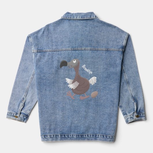 Funny dodo bird cartoon illustratie denim jacket (Achterkant)