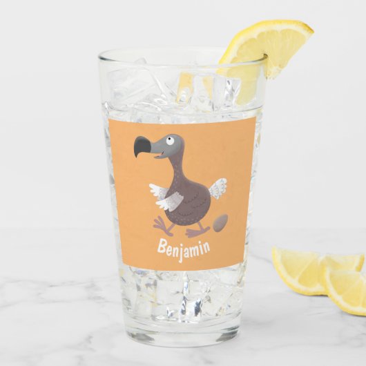Funny dodo bird cartoon illustratie glas (Achterkant ijs)