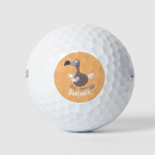 Funny dodo bird cartoon illustratie golfballen (Voorkant)