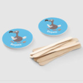 Funny dodo bird cartoon illustratie handwaaier (Niet-gemonteerd)