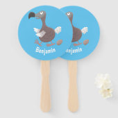 Funny dodo bird cartoon illustratie handwaaier (Voorkant en achterkant)