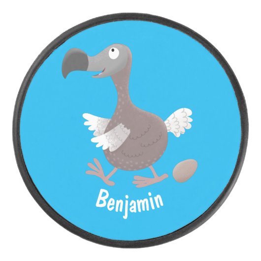 Funny dodo bird cartoon illustratie hockey puck (Voorkant)