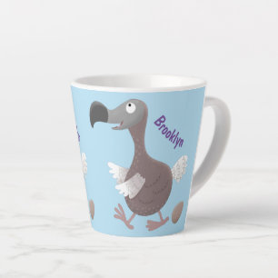 Funny dodo bird cartoon illustratie latte mok