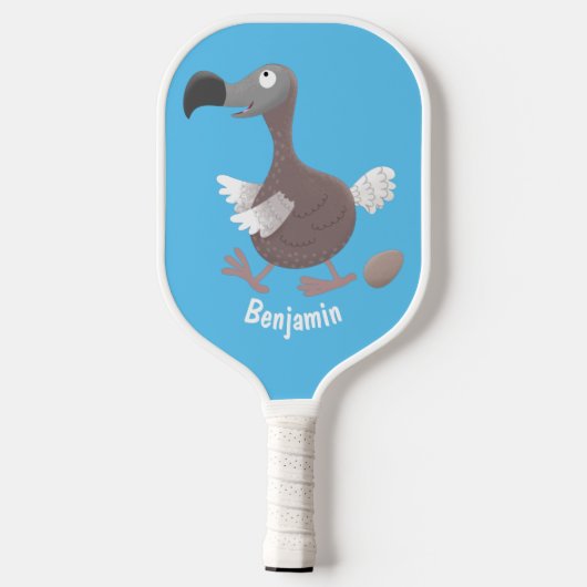 Funny dodo bird cartoon illustratie pickleball paddle (Achterkant)