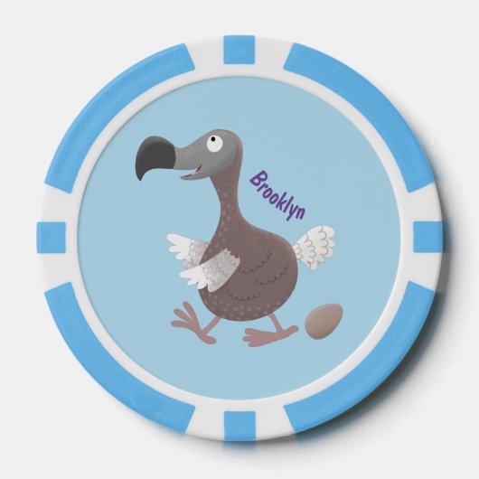 Funny dodo bird cartoon illustratie poker chips (Voorkant)