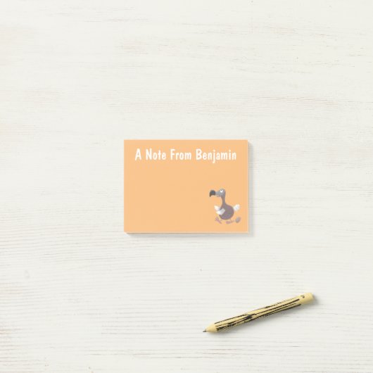 Funny dodo bird cartoon illustratie post-it® notes (Op bureau)