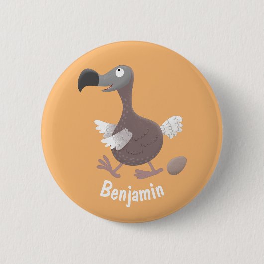 Funny dodo bird cartoon illustratie ronde button 5,7 cm (Voorkant)