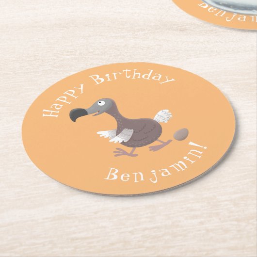 Funny dodo bird cartoon illustratie ronde kartonnen onderzetter (Gebogen)