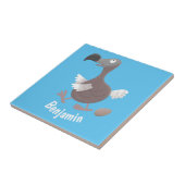 Funny dodo bird cartoon illustratie tegeltje (Zijkant)