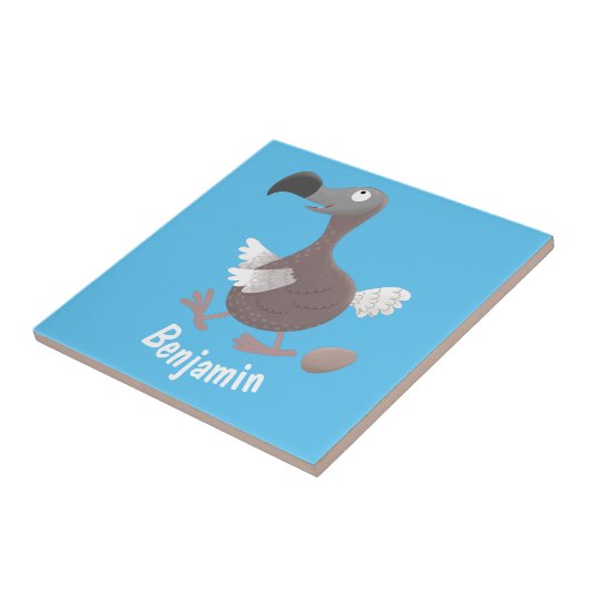 Funny dodo bird cartoon illustratie tegeltje (Zijkant)