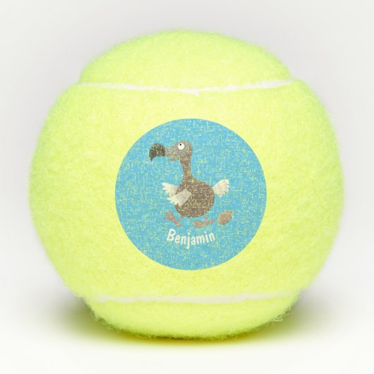 Funny dodo bird cartoon illustratie tennisballen (Voorkant)