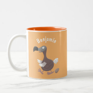 Funny dodo bird cartoon illustratie tweekleurige koffiemok