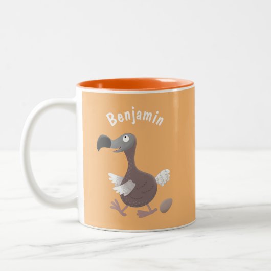Funny dodo bird cartoon illustratie tweekleurige koffiemok (Links)