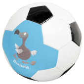 Funny dodo bird cartoon illustratie voetbal (Drie kwart)