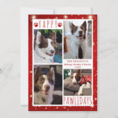 Funny Dog 4 Foto Collage YAPPY PAWLIDAYS Red Feestdagenkaart (Voorkant)