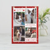 Funny Dog 4 Foto Collage YAPPY PAWLIDAYS Red Feestdagenkaart (Staand voorkant)