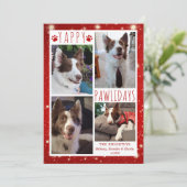 Funny Dog 4 Foto Collage YAPPY PAWLIDAYS Red Feestdagenkaart (Staand voorkant)