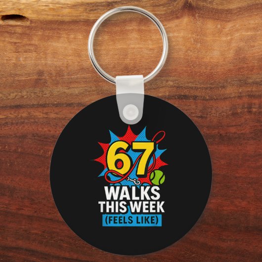Funny Dog 6 7 Walks This Week Slang Meme Six Seven Sleutelhanger (Voorkant)