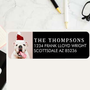 Funny Dog Afbeelding Christmas Kaart Retouradres Etiket