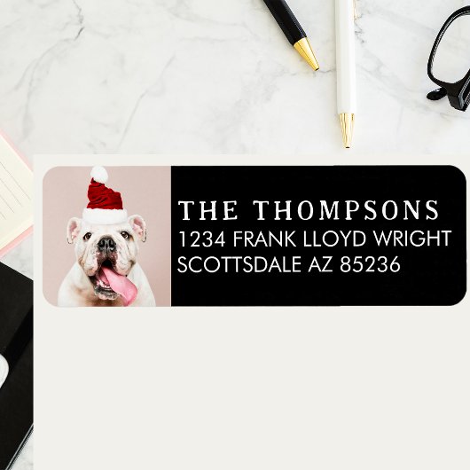 Funny Dog Afbeelding Christmas Kaart Retouradres Etiket