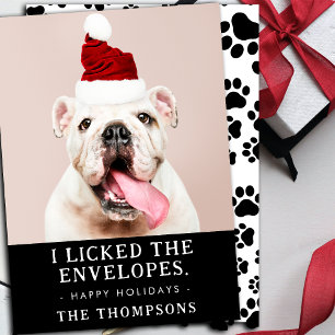Funny Dog Afbeelding gepersonaliseerde kerstfoto Feestdagenkaart