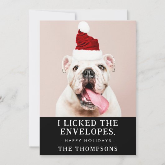 Funny Dog Afbeelding gepersonaliseerde kerstfoto Feestdagenkaart (Voorkant)