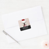 Funny Dog Afbeelding gepersonaliseerde kerstfoto Vierkante Sticker (Envelop)