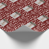 Funny Dog Afbeelding Personaliseer Rode Kerstfoto Cadeaupapier (Hoek)