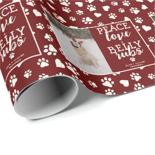 Funny Dog Afbeelding Personaliseer Rode Kerstfoto Cadeaupapier