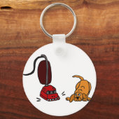 Funny Dog Afraid of Vacuum Cleaner Sleutelhanger (Voorkant)