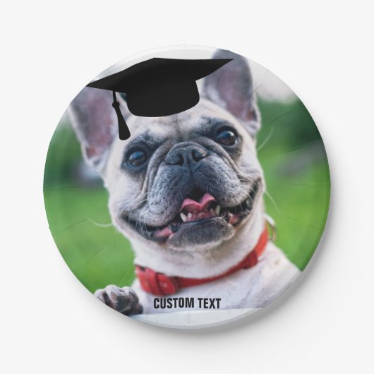 Funny Dog Afstuderen French BullDog Custom Photo Papieren Bordje (Voorkant)