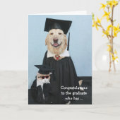 Funny Dog Afstuderen Kaart (Gele Bloem)