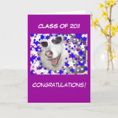 Funny Dog Afstuderen op Paarse Kaart (Gele Bloem)