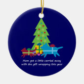 Funny Dog and Cat Kerstmis Presents Keramisch Ornament (Voorkant)