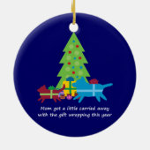 Funny Dog and Cat Kerstmis Presents Keramisch Ornament (Achterkant)